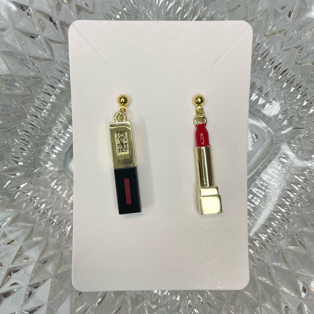 Upcycled YSL Mismatched Lipstick Charm Earrings